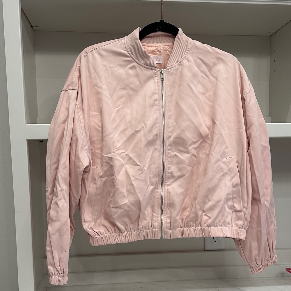 Pink Lily small Light Pink Bomber Jacket .  Like new